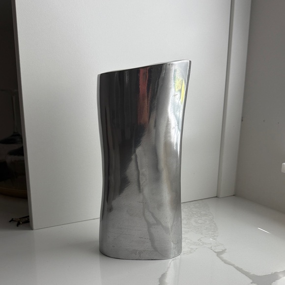 Pottery Barn Curved Silver Vase - Picture 1 of 6